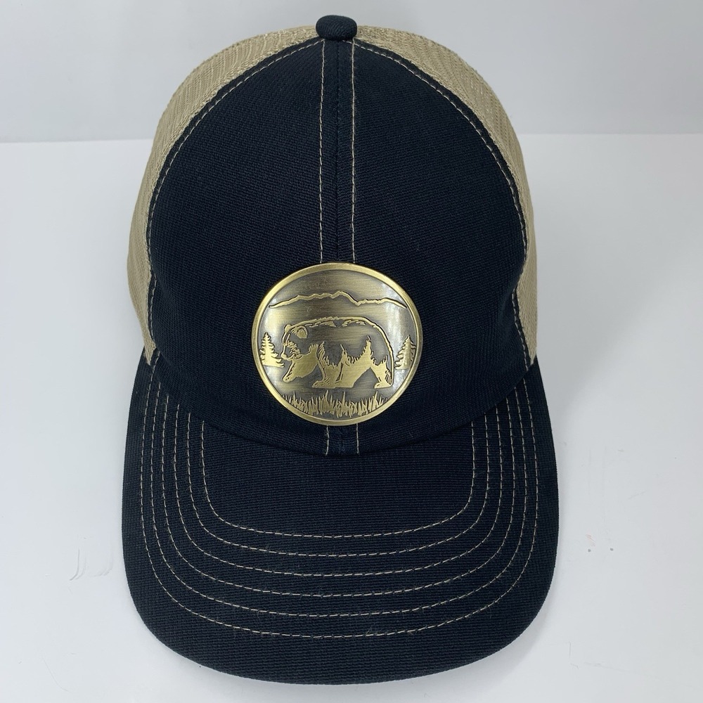 Yellowstone National Park Hat Metal Bear Blue Adjustable Souvenir Baseball Cap